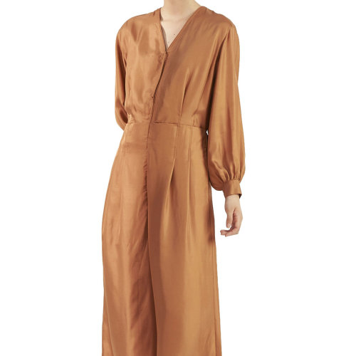 nisiss/怡夕V领长袖微褶低腰连身裤女士连体裤N163AN42