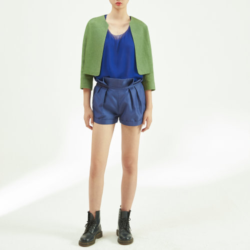 nisiss/怡夕荷叶边高腰灯笼裤女士短裤n142xi16