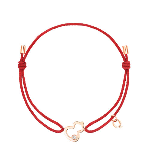 QEELIN/麒麟珠宝 22新款Wulu系列 18K金玫瑰金葫芦镶嵌钻石小红绳手链WU-040-XQRCBL-RGD