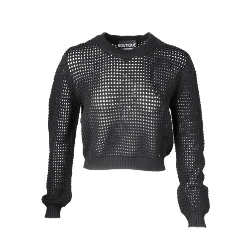 MOSCHINO/莫斯奇诺 女装 女士黑色羊毛时尚圆领秋冬针织衫/毛衣 A0923-1105-555