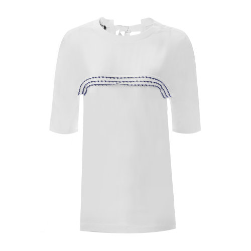 PRADA/普拉达 女士短袖T恤 纯棉圆领女士短袖拼接开衫