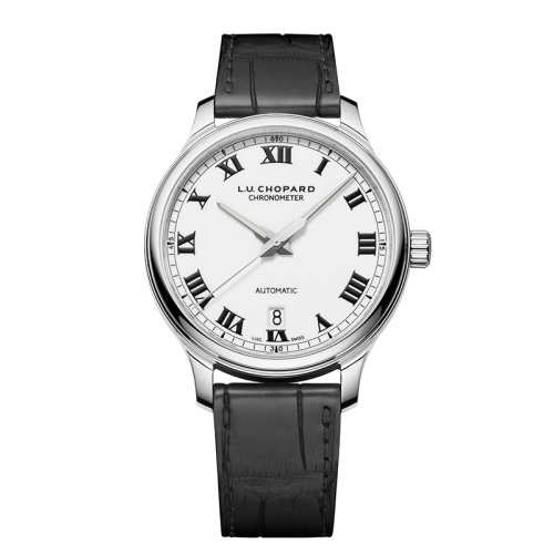 Chopard/萧邦  L.U.C系列1937精钢黑色鳄鱼皮自动机械白色表盘男士腕表42毫米 168558-3002