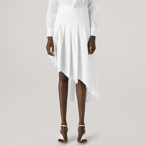 【21春夏新款】St. John/盛蔷白色不对称百褶中短款女士半身裙K713C21