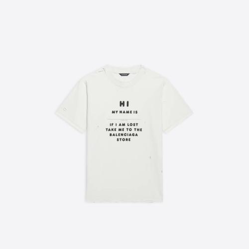  BALENCIAGA巴黎世家 22年春夏 女士 短袖T恤 Hi My Name Is 修身T恤 661705TKVF19081 预定商品1-3周发货