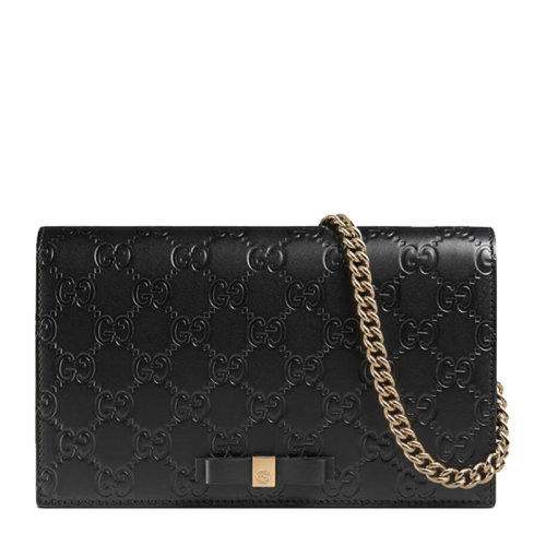 GUCCI/古驰 女士黑色牛皮GG压花翻盖单肩包斜挎包链条包女包 431408-CWC1G-1000