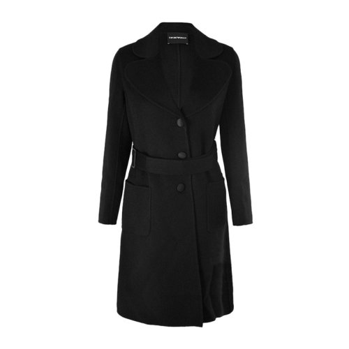  Emporio Armani/安普里奥阿玛尼 女士黑色羊绒大衣 4NL01T 9940 999 PLFSX