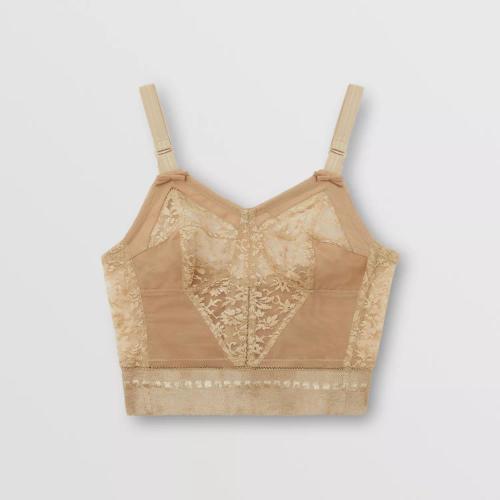  BURBERRY 22年秋冬 女士 蕾丝裁片弹力薄纱胸衣式上衣 80626101