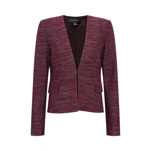 St.John/盛蔷秋冬缺口漏斗领口针织外套女士夹克K61W043