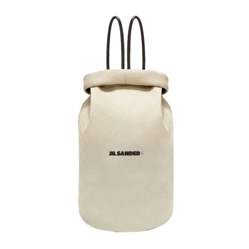 Jil Sander/吉尔·桑达 男士米色帆布配皮经典字母徽标印花装饰搭扣开合双肩包旅行包背包男包 JPUS852016-MSB75035-273