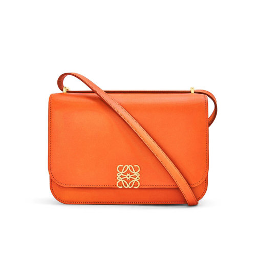LOEWE/罗意威 22新款Goya系列 女士橙色真丝小牛皮金属徽标磁扣单肩斜挎包A896N01X03-9100