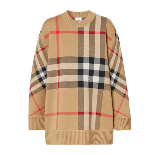BURBERRY/博柏利 格纹功能性羊毛提花针织衫 女士针织衫/毛衣 80391521