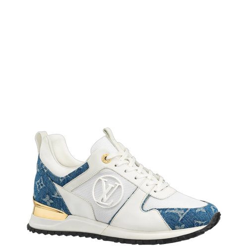 Louis Vuitton/路易威登 22年早春新款 RUN AWAY系列 女士白色/蓝色牛仔布拼小牛皮老花印花运动鞋1A4WOT