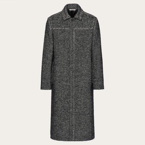  VALENTINO华伦天奴 22年秋冬 男士 大衣 MANTEAU EN TWEED DE LAINE A_VEC BRODERIE DE CLOUS