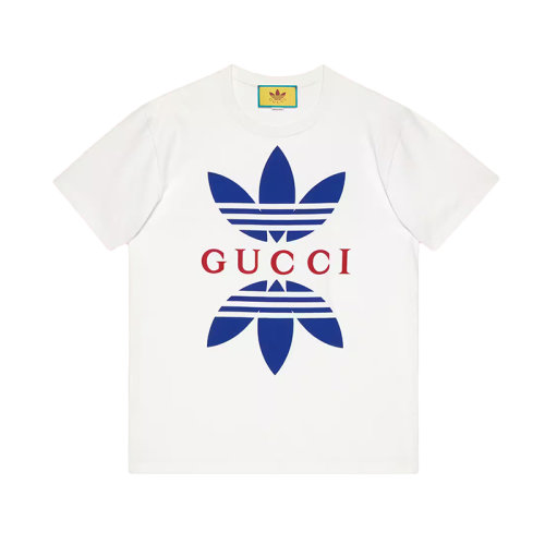 GUCCI/古驰 22年秋冬新款 adidas联名系列 男士白色纯棉Logo印花短袖T恤??548334XJEMJ9280