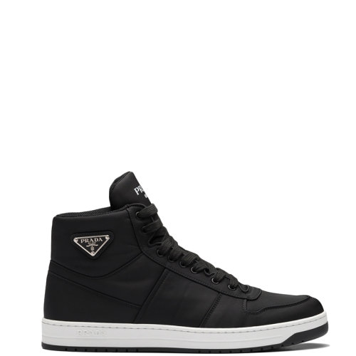 PRADA/普拉达 22年新款 男士黑色再生尼龙华达呢高帮运动鞋2TE6_3LFV_F0002