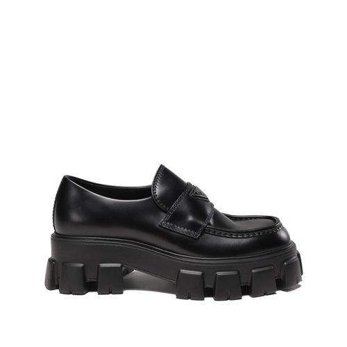 PRADA/普拉达 男士Monolith系列亮面皮革徽标扣饰厚底鞋乐福鞋皮鞋 2DE129 B4L