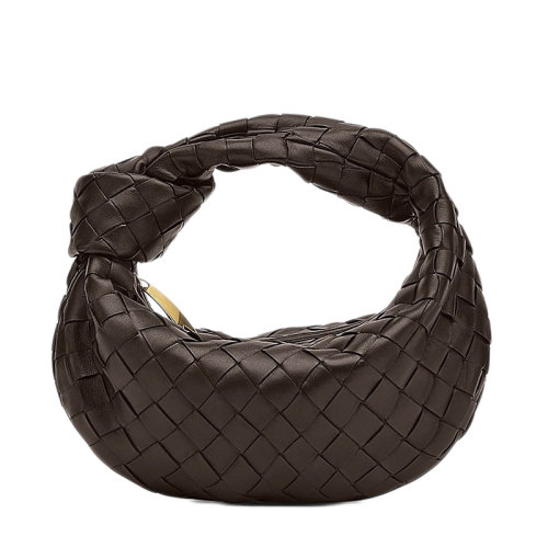 Bottega Veneta/葆蝶家 JODIE系列 女士巧克力棕色迷你牛皮小羊皮打结腋下包羊角包单肩包651876VCPP52127
