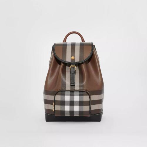  BURBERRY 22年秋冬 女士 格纹拼皮革双肩包 80585981