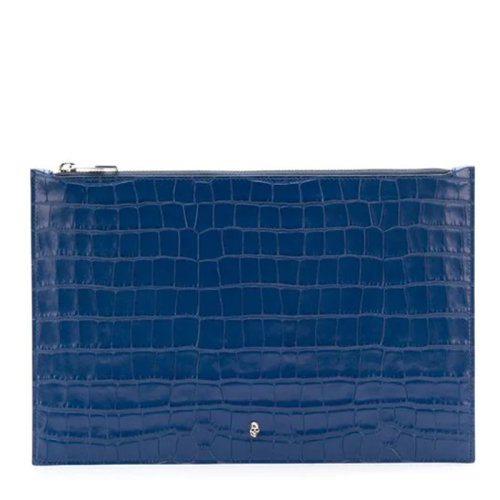 Alexander McQueen/亚历山大麦昆 男包 男士 深蓝色皮革时尚手拿包 550858DZT8Y4254