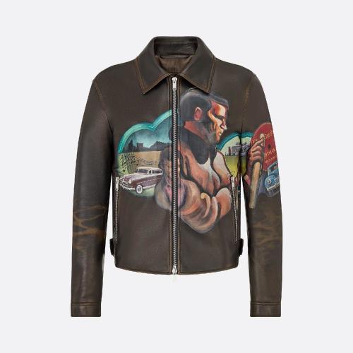 DIOR迪奥 22年春夏 男士 夹克 DIOR AND JACK KEROUAC 皮革短夹克 293L424A0631_C981