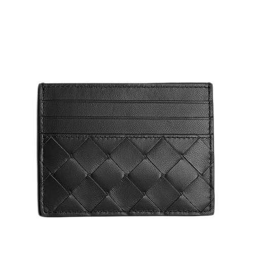 Bottega Veneta/葆蝶家  女士黑色 Intrecciato编织羊皮小牛皮卡包635042VCPP38803