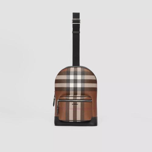 BURBERRY 22年秋冬 男士 格纹拼皮革斜背包 80606651