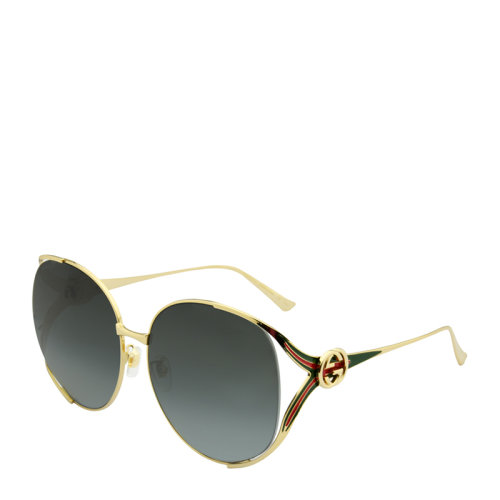 GUCCI/古驰 简约 复古 合金 珐琅 镂空 镜框 女士 太阳镜 织带镜腿 渐变色镜片 墨镜 眼镜 GG0225S 63mm GUCCI 古驰