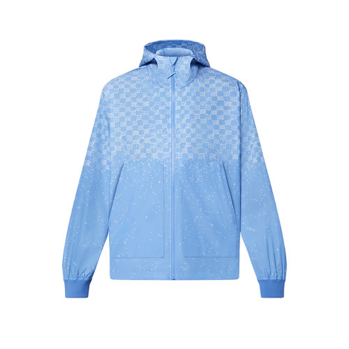 Louis Vuitton/路易威登 22年春夏新款 男士蓝色涤纶防水技术面料Damier Spread棋盘格图案运动风衣外套1AA7WE