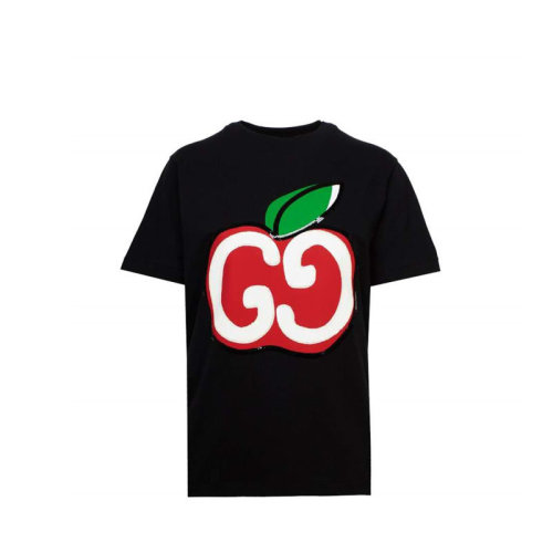 GUCCI/古驰  女士短袖T恤 黑色樱桃图案棉质T恤580762 XJB7U 9381-165#200423CJW