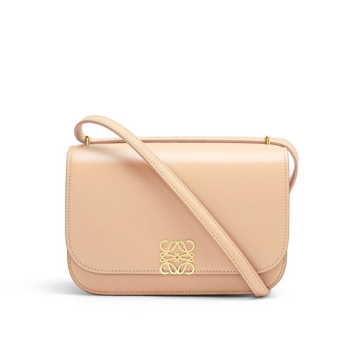 LOEWE/罗意威 22年新款Goya系列 女士小号裸色真丝小牛皮金属徽标磁扣单肩斜挎包A896N09X01-7620