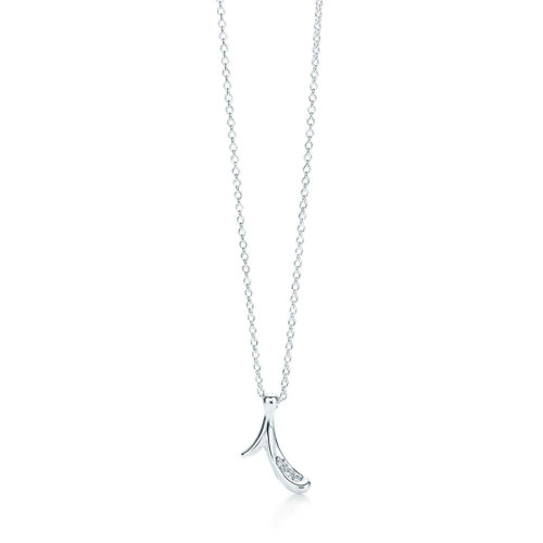 Tiffany & Co./蒂芙尼 Elsa Peretti系列 纯银镶嵌钻石I字母吊坠项链项链 26032059