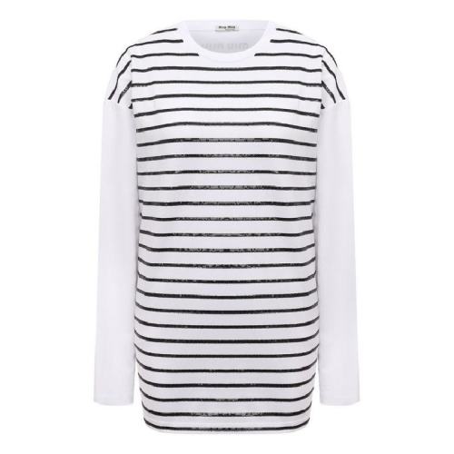  Miu Miu/缪缪 女士白色棉质长袖T恤 MJL7941ZSB F0009 PLFSX