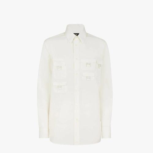  FENDI芬迪 22年秋冬 男士 长袖衬衫 白色棉质衬衫 FS1086AM8SF0AU5