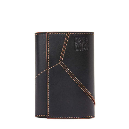 LOEWE/罗意威 22新款Puzzle系列 男士小号黑色光滑小牛皮缉明线装饰三折竖款钱包C510S33X01-1100
