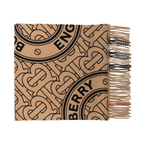 BURBERRY/博柏利 女士米色羊绒logo花纹装饰围脖围巾 8045238