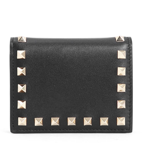 Valentino/华伦天奴 女士黑色皮革短款钱包 WW2P0R39-BOL-0NO