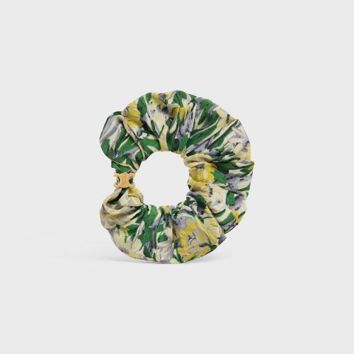 CELINE赛琳思琳 22年秋冬 女士 手镯 CELINE金色饰面黄铜和白色桑蚕丝花朵发带 460AH2SIB.35OH