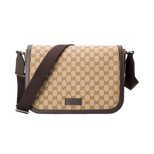 GUCCI/古驰 男士啡色帆布双G标识单肩包斜挎包 449171-KY9KN-9886