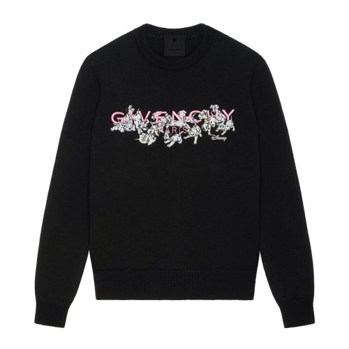 Givenchy/纪梵希 22年秋冬新款 迪士尼联名系列 女士黑色羊混纺标志刺绣斑点狗图案长袖针织衫BW90H14ZE2-024