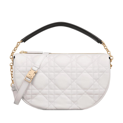 DIOR/迪奥 2022春夏新款VIBE系列 女士中号白色小羊皮金扣金链手提单肩腋下流浪包M7201ONOA_M879