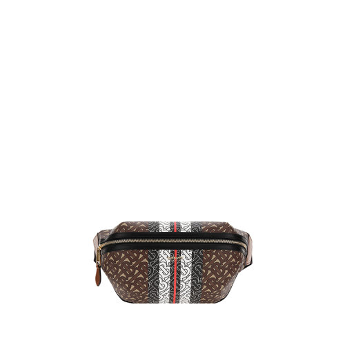 BURBERRY/博柏利 中号专属标识条纹环保帆布腰包 热塑性聚氨酯纤维/棉 80214831