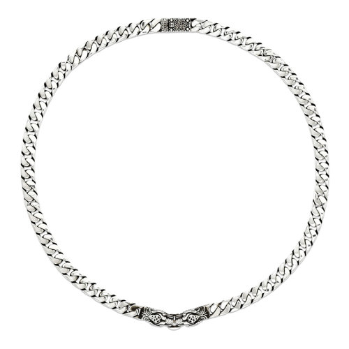 GUCCI/古驰 925银虎头雕刻图案按扣项链627286J84000701