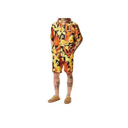  LOEWE罗意威 22年秋冬 男士 短裤 Cactus print drawstring shorts in silk H616Y04X47-1108