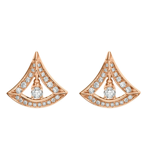 BVLGARI/宝格丽 DIVAS'DREAM系列 18k金玫瑰金镶嵌钻石扇形耳钉356450