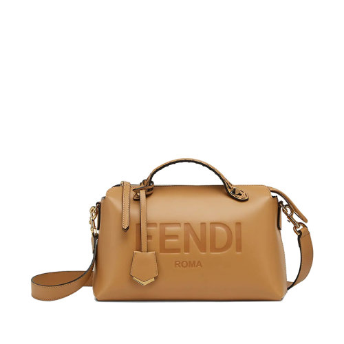 FENDI/芬迪 By The Way系列 女士中号米色皮革内部拉链口袋镀钯饰面金属配饰配可拆卸肩带斜跨单肩手提波士顿包8BL146AC9LF15KR