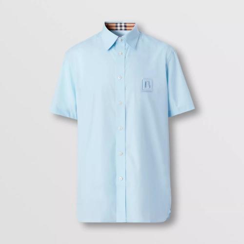  BURBERRY 22年秋冬 男士 字母图案弹力棉质短袖衬衫 80618631