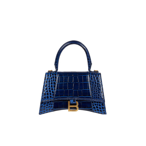 Balenciaga/巴黎世家  女包 女士蓝色牛皮时尚鳄鱼纹单肩斜挎手提包 5935461LRGM4611