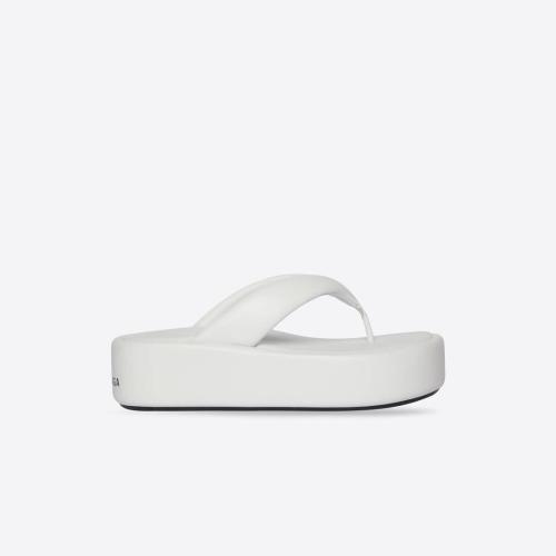  BALENCIAGA巴黎世家 22年秋冬 女士 平底凉鞋 Womens Rise Thong Sandal in White 693549WBDA1