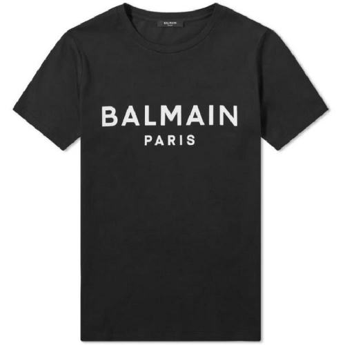 BALMAIN/宝曼 女士深蓝色棉质短袖T恤 WF1EF000 B044 EAB PLFSX