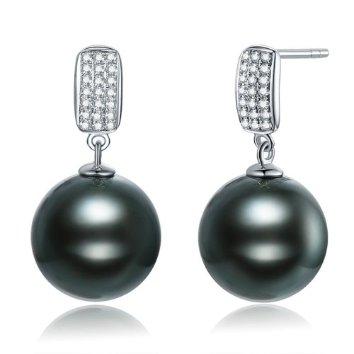 【新品】SANDYRILLA/仙蒂瑞拉 经典设计款18K金钻石11-12mm大溪地黑珍珠耳坠